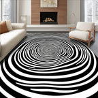 Onyx White Swirling Vortex Rug