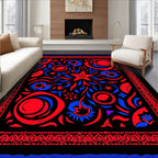 Crimson Blue Star Celestial Blossom Rug