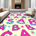 Pink Blue Alphabet Stars Medley Rug