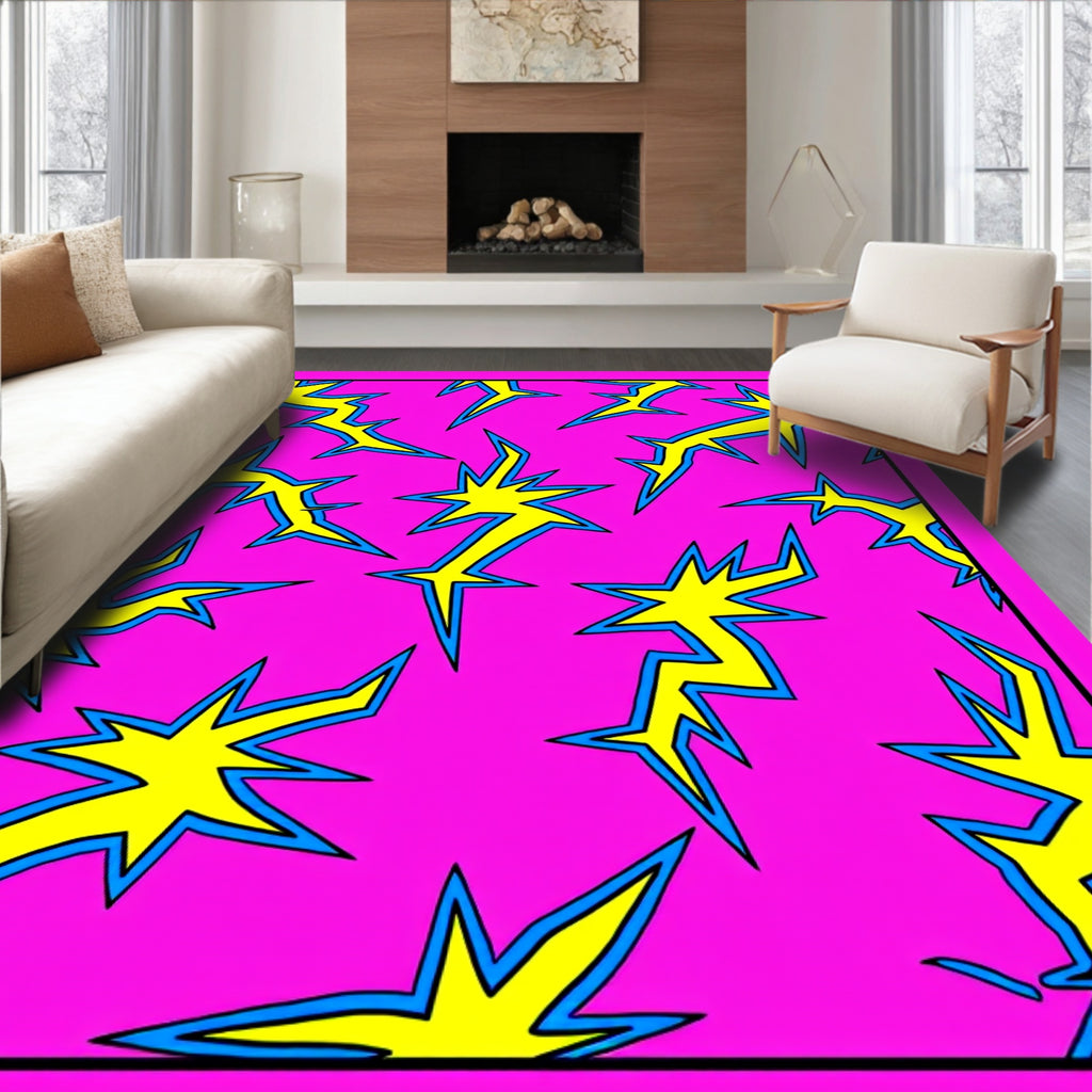 Electric Yellow Cosmic Stars Rug