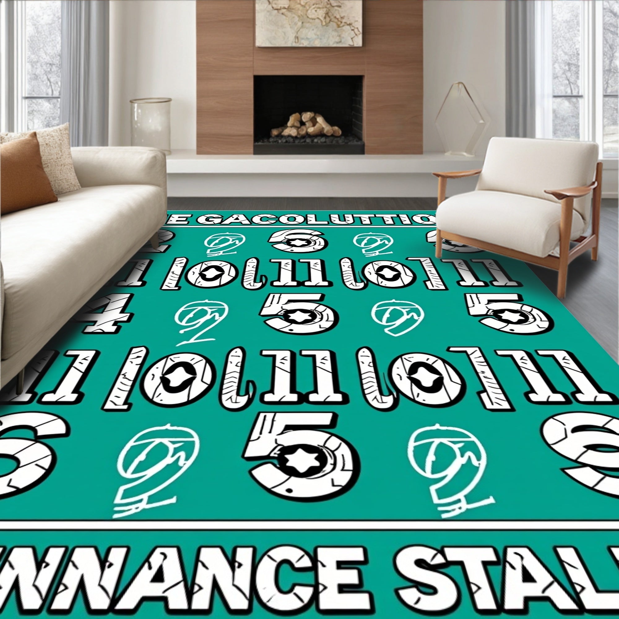 Bold Retro Numbers Repeating Graphicb Rug