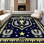 Golden Trophy Crest Navy Star Rug