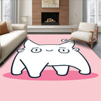 Whimsical White Creature Pink Swirl Rug