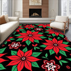 Bold Red Poinsettia Floral Arrangement Rug