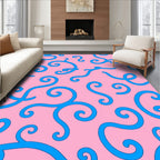 Pink Blue Swirl Curlicue Medley Rug