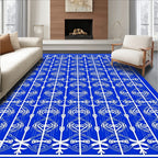 Majestic Blue White Ornamental Scroll Rug
