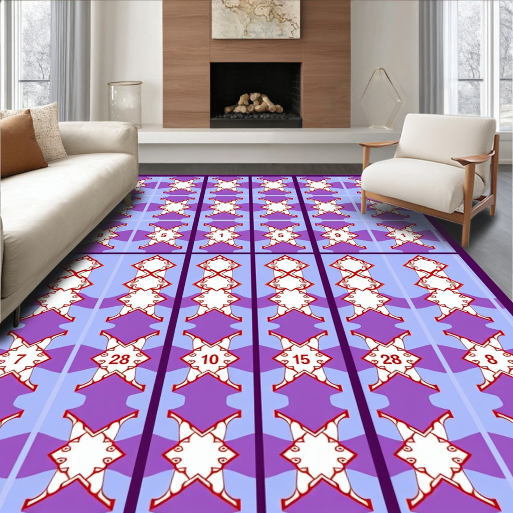 Purple Blue Geometric Lattice Rug