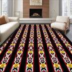 Black Red White Yellow Striped Tribal Rug