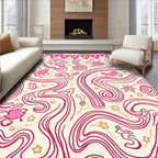 Whimsical Pink Swirls Starry Delight Rug