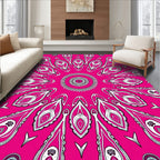 Vibrant Pink Intricate Floral Medallion Rug
