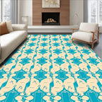 Turquoise Geometric Arabesque Medallion Rug