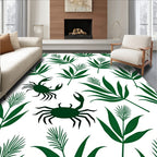 Forest Green Crab Fern Leaf Rug