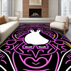 Pink Black White Penguin Swirl Rug