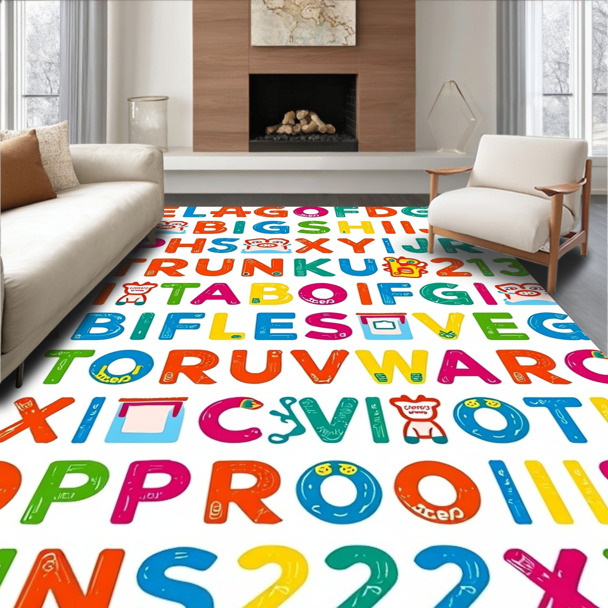 Alphabet Soup And Numbers Rug