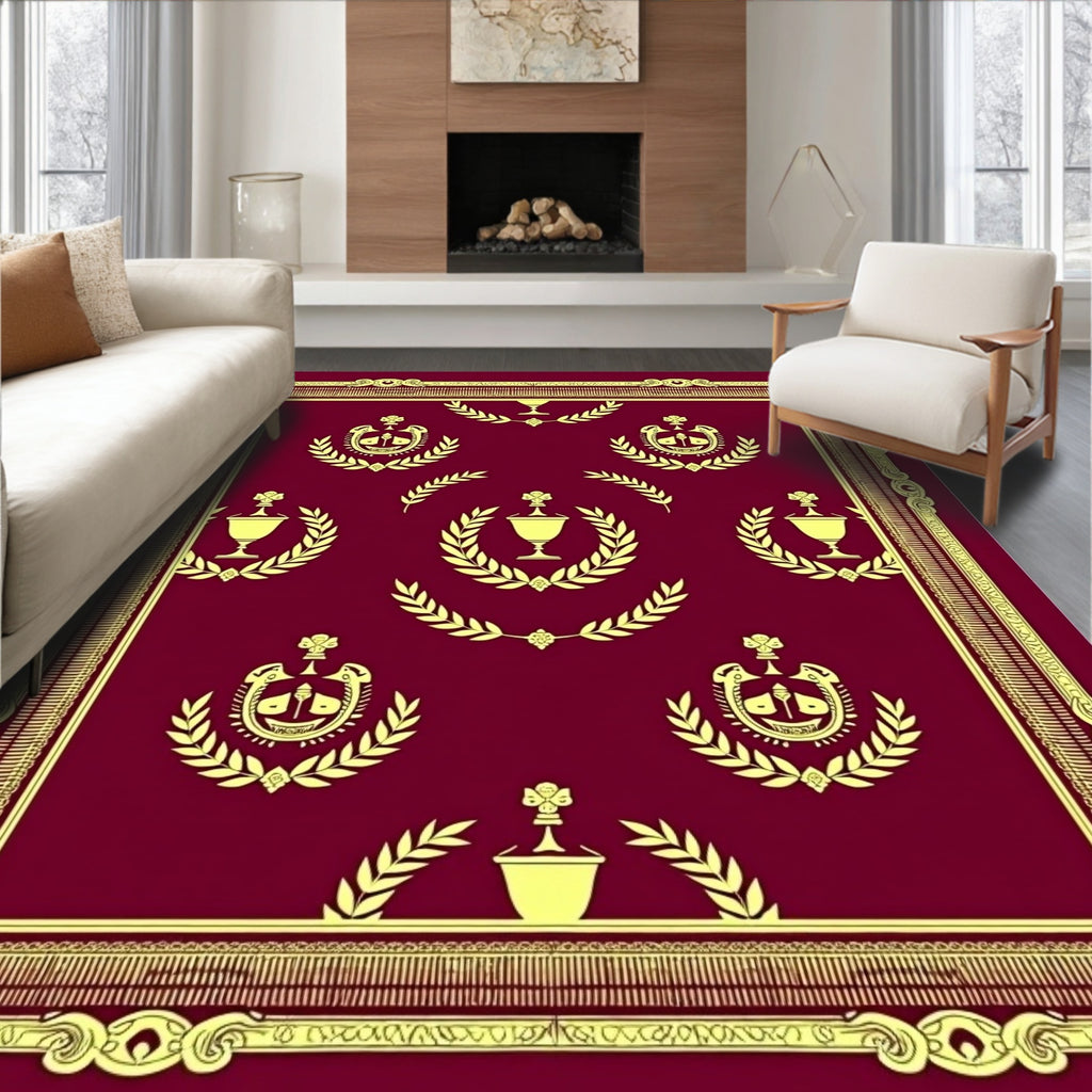Regal Crimson Laurel Crest Rug