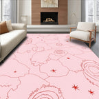 Soft Pink Floral Outline Whimsical Arrangement Rug