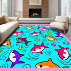 Aqua Blue Cute Shark Ocean Delight Rug