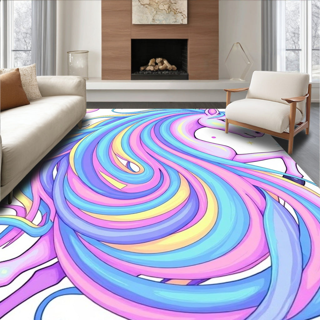 Pastel Rainbow Unicorn Mane Swirl Rug
