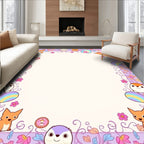 Cute Kawaii Fox Flower Border Rug