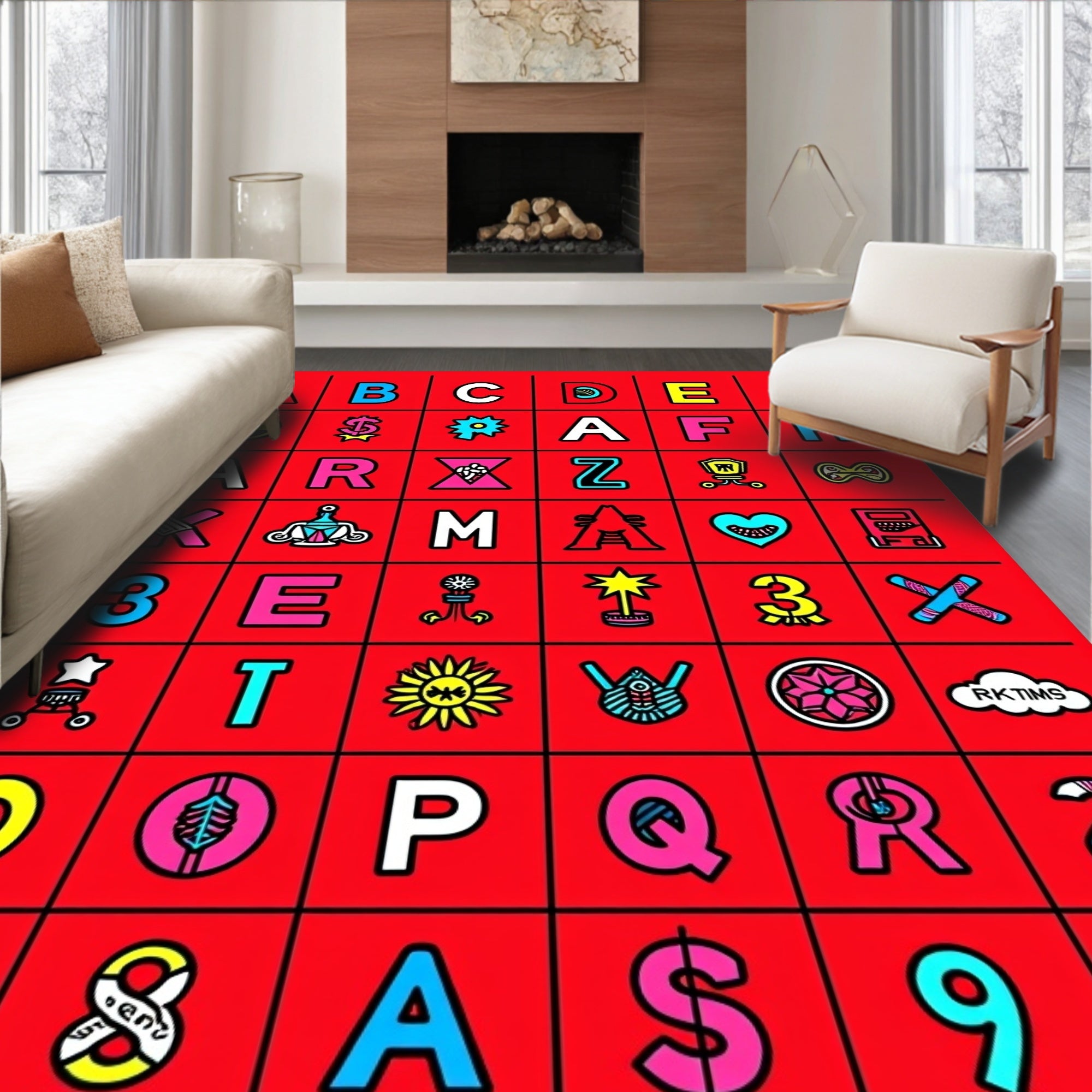 Retro Alphabet Pop Art Rug