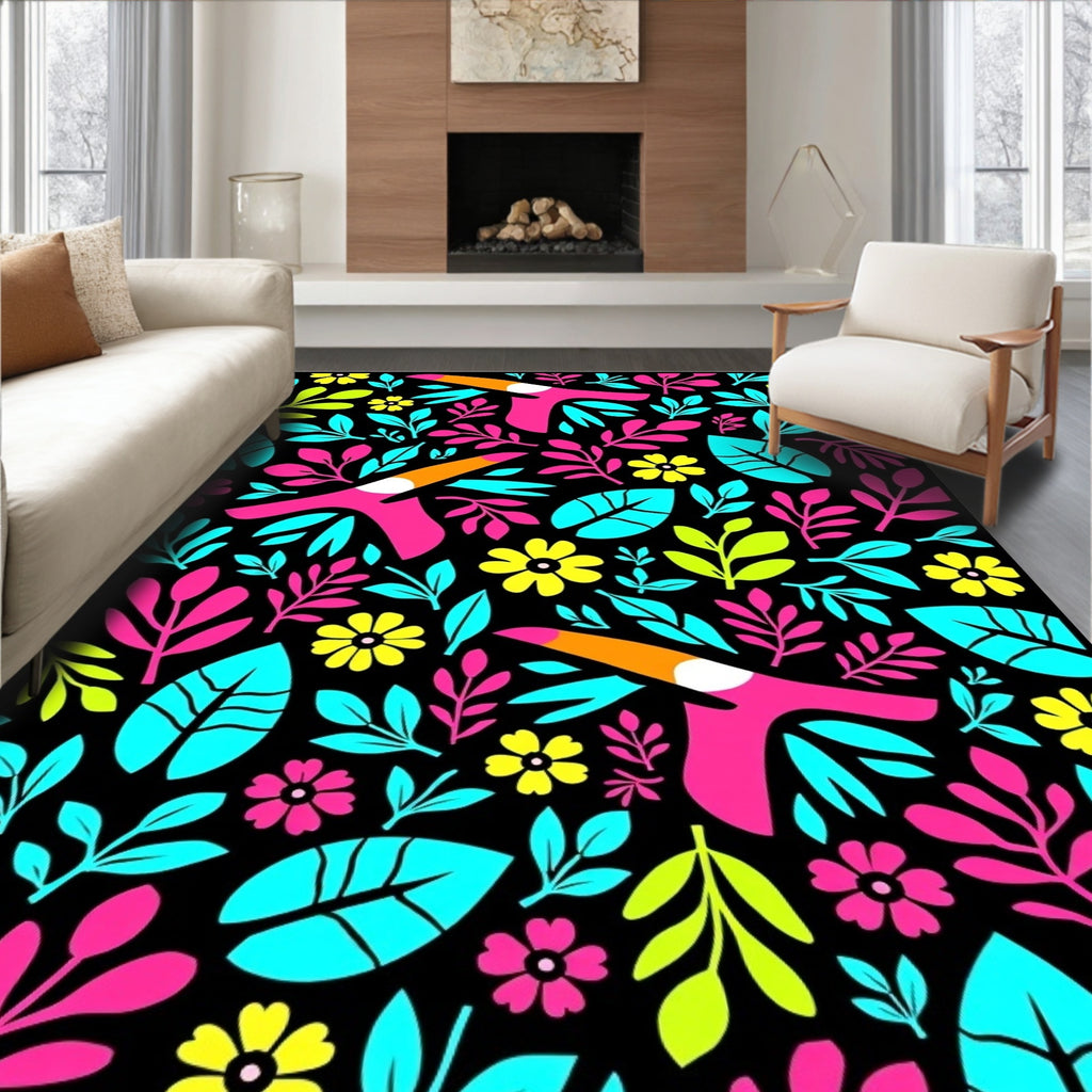 Vibrant Toucan Tropical Foliage Rug