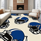 All Over Blue Football Helmets Rug