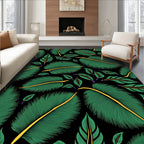Emerald Green Tropical Leafy Swirl Rug