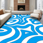 Vibrant Swirl Blue Abstract Rug