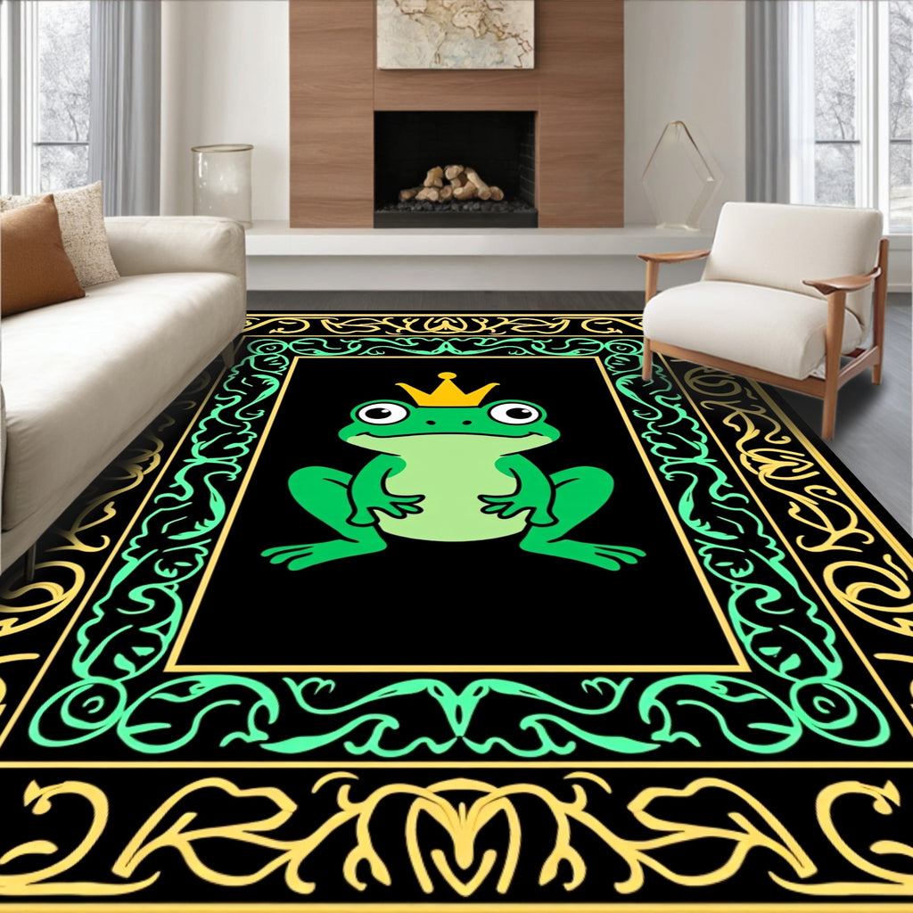 Green Frog King Royal Frame Rug