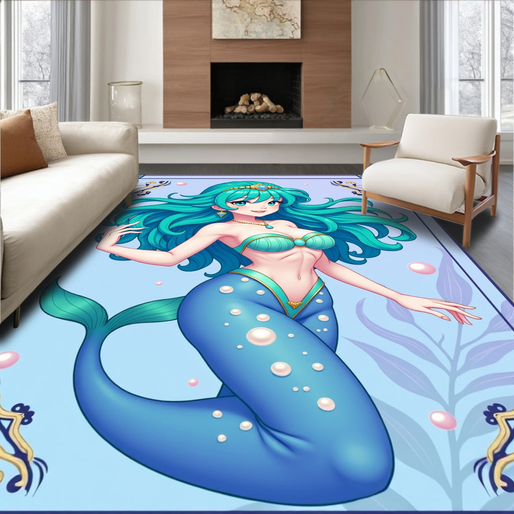 Aqua Mermaid Pearl Ocean Jewel Rug