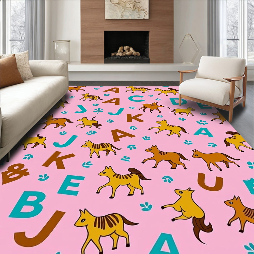 Pink Horses And ABCs Rug