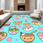 Kawaii Foodie Bowl and Sushi Collection Rug