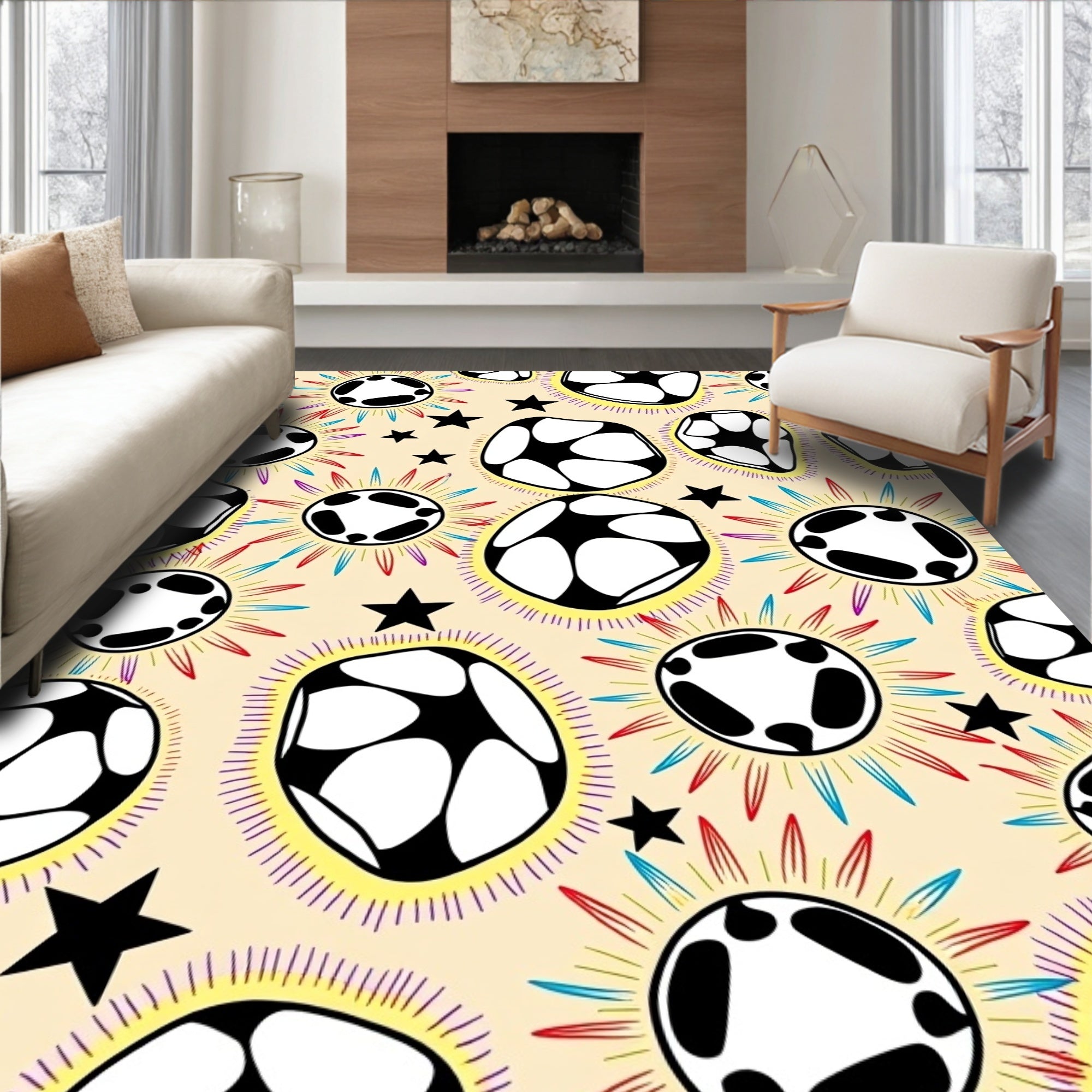 Whimsical Celestial Bodies Stars Rug
