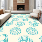 Teal Swirl Abstract Circles Rug