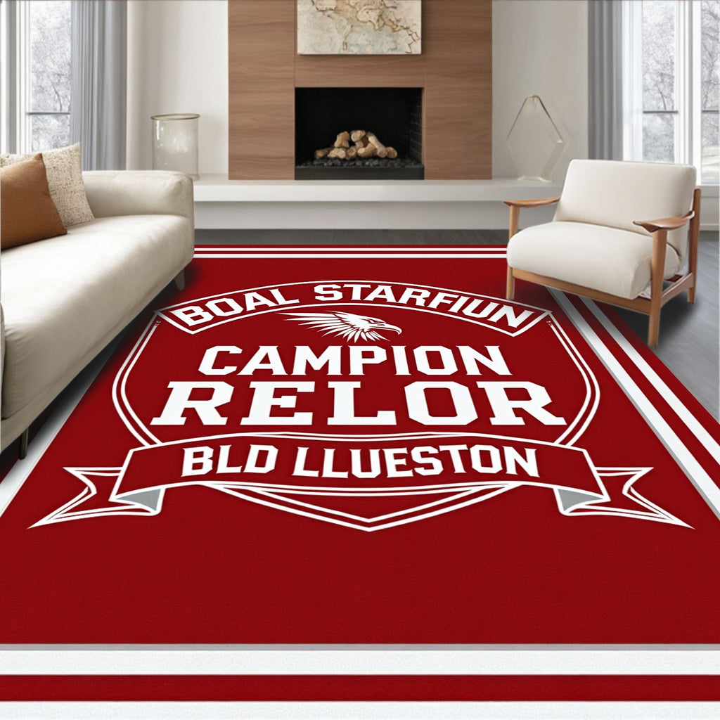 Crimson Eagle Crest Emblem Rug