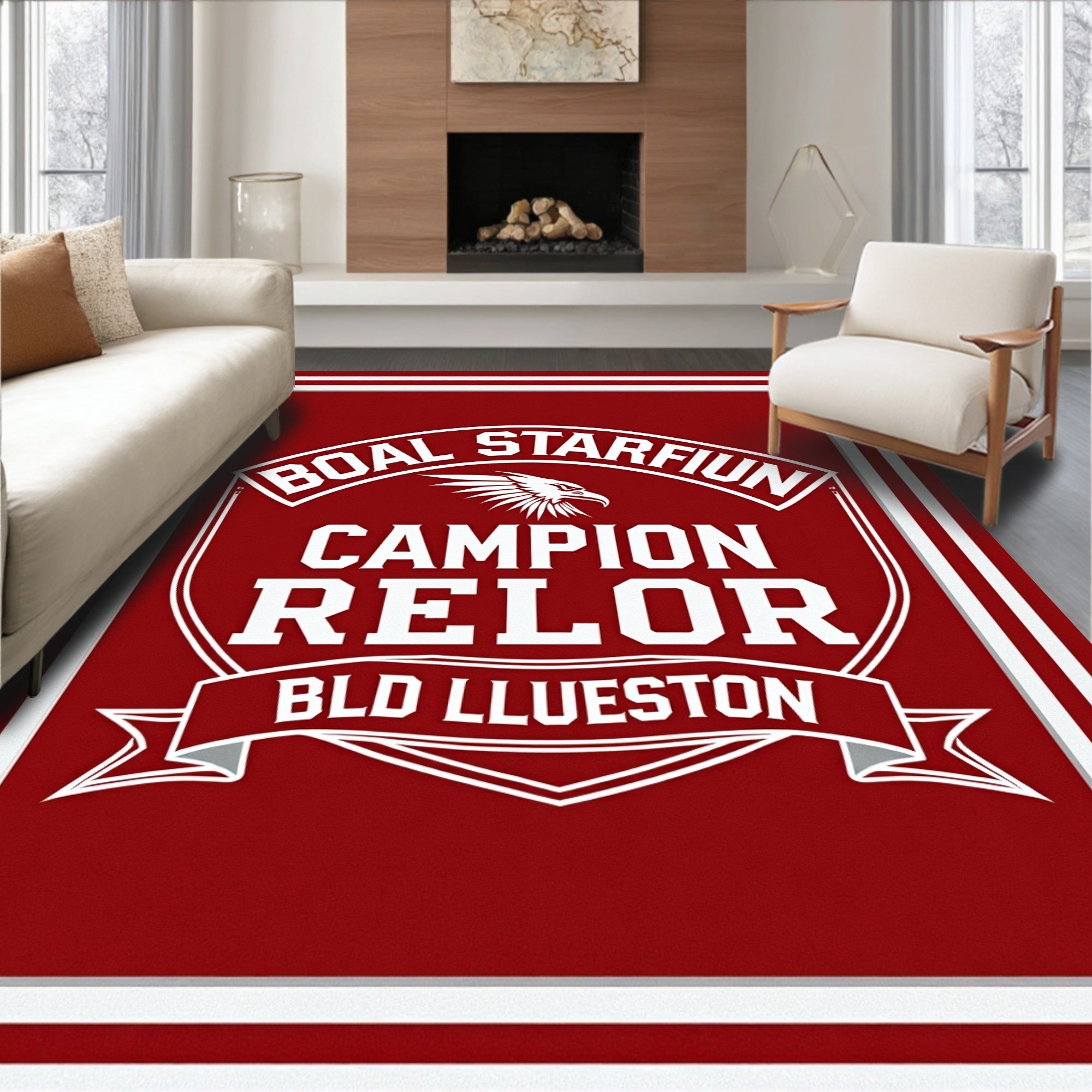 Crimson Eagle Crest Emblem Rug