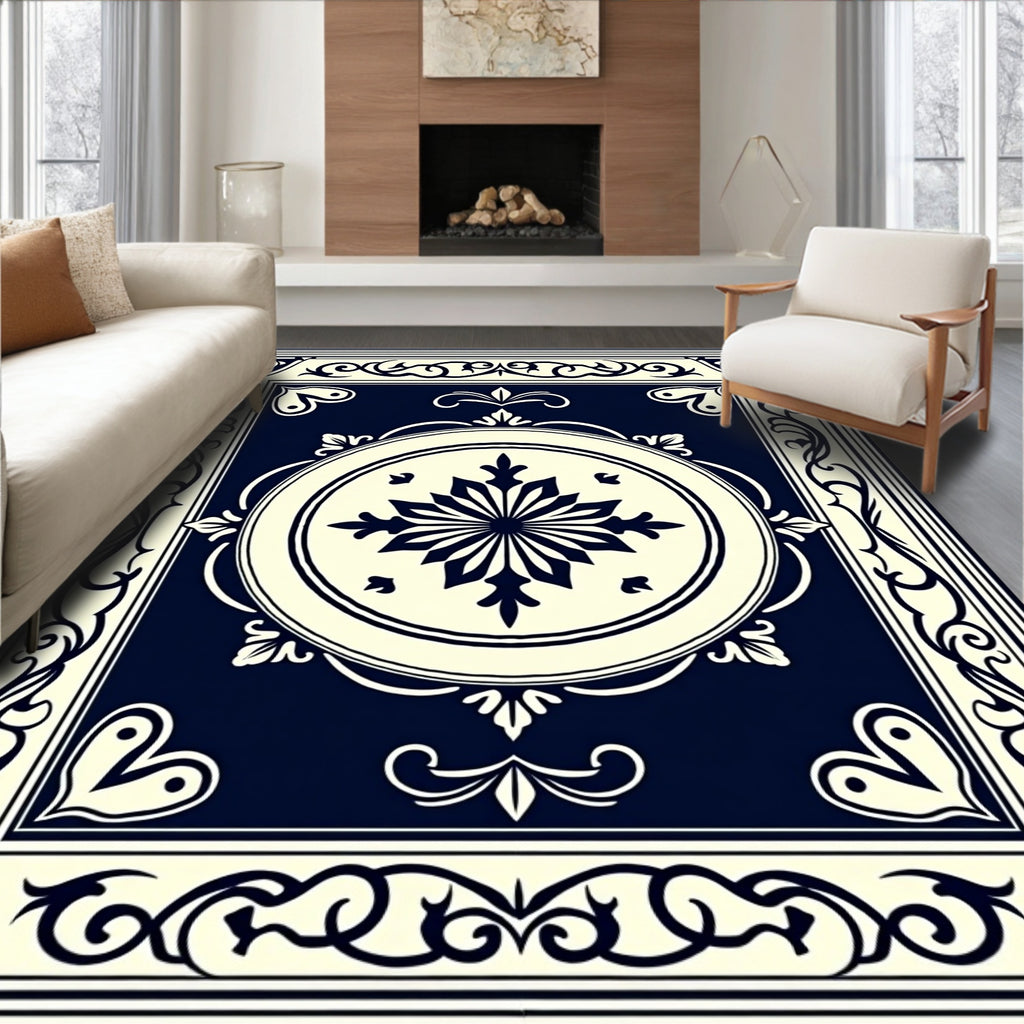 Ornate Midnight Starburst Medallion Rug