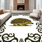 Golden Hedgehog with Crimson Accents Border Rug