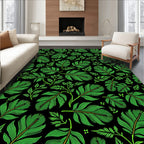 Vivid Green Feathery Flora Fabric Rug