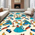 Abstract Turquoise Orange Geometric Shapes Rug