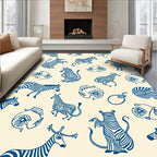 Classic Blue Zebra Illustration Collection Rug
