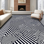 Onyx White Interlocking Lines Rug
