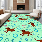 Brown Dachshunds with Blue Circles Rug