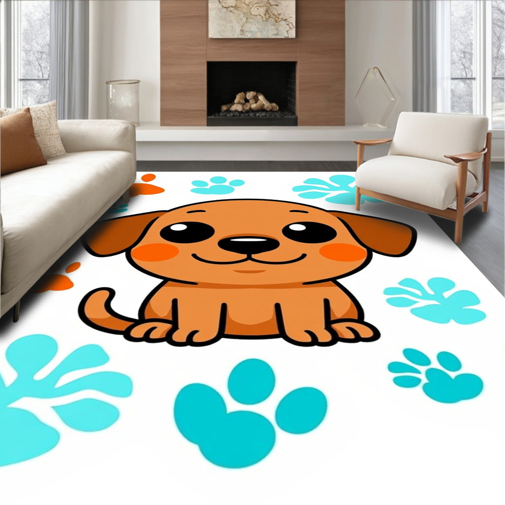 Cute Brown Puppy With Orange Paws Rug