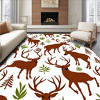 Rustic Woodland Deer Forest Scene Rug