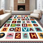 Alphabet blocks with colorful border Rug