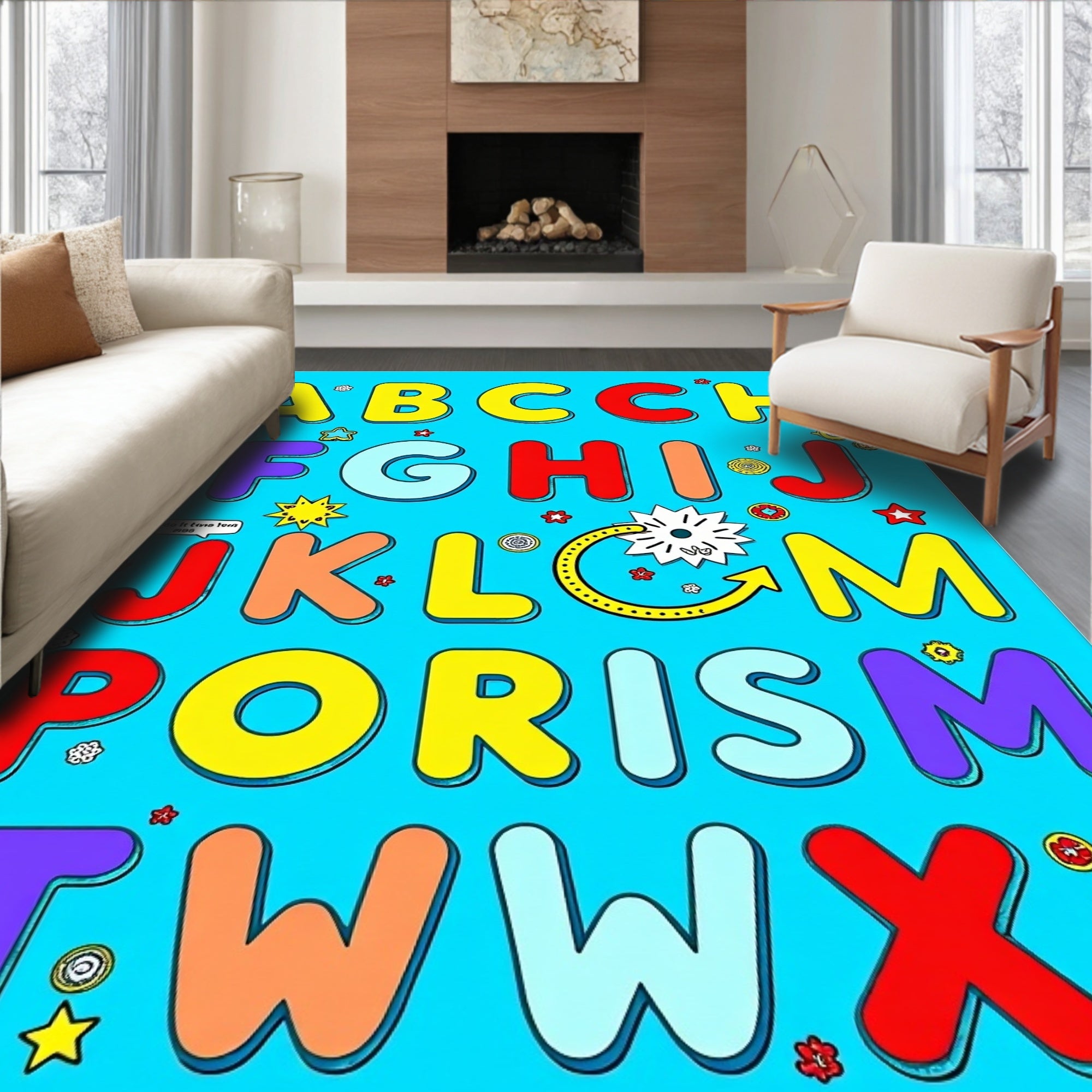 Whimsical Alphabet Playground Rug