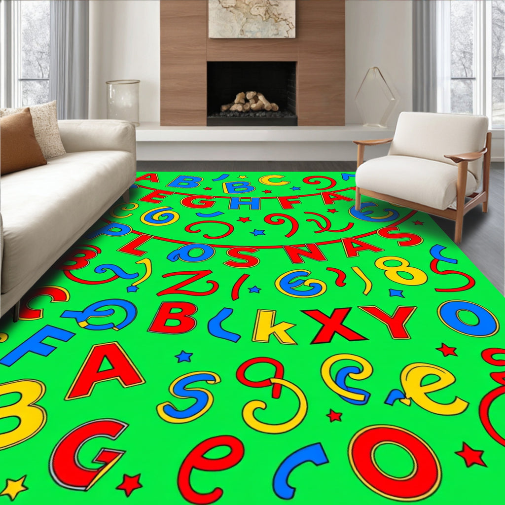 Fun Alphabet Garland Red Blue Yellow Rug