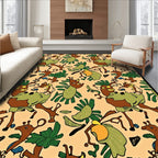 Whimsical Brown Giraffe Tropical Foliage Rug