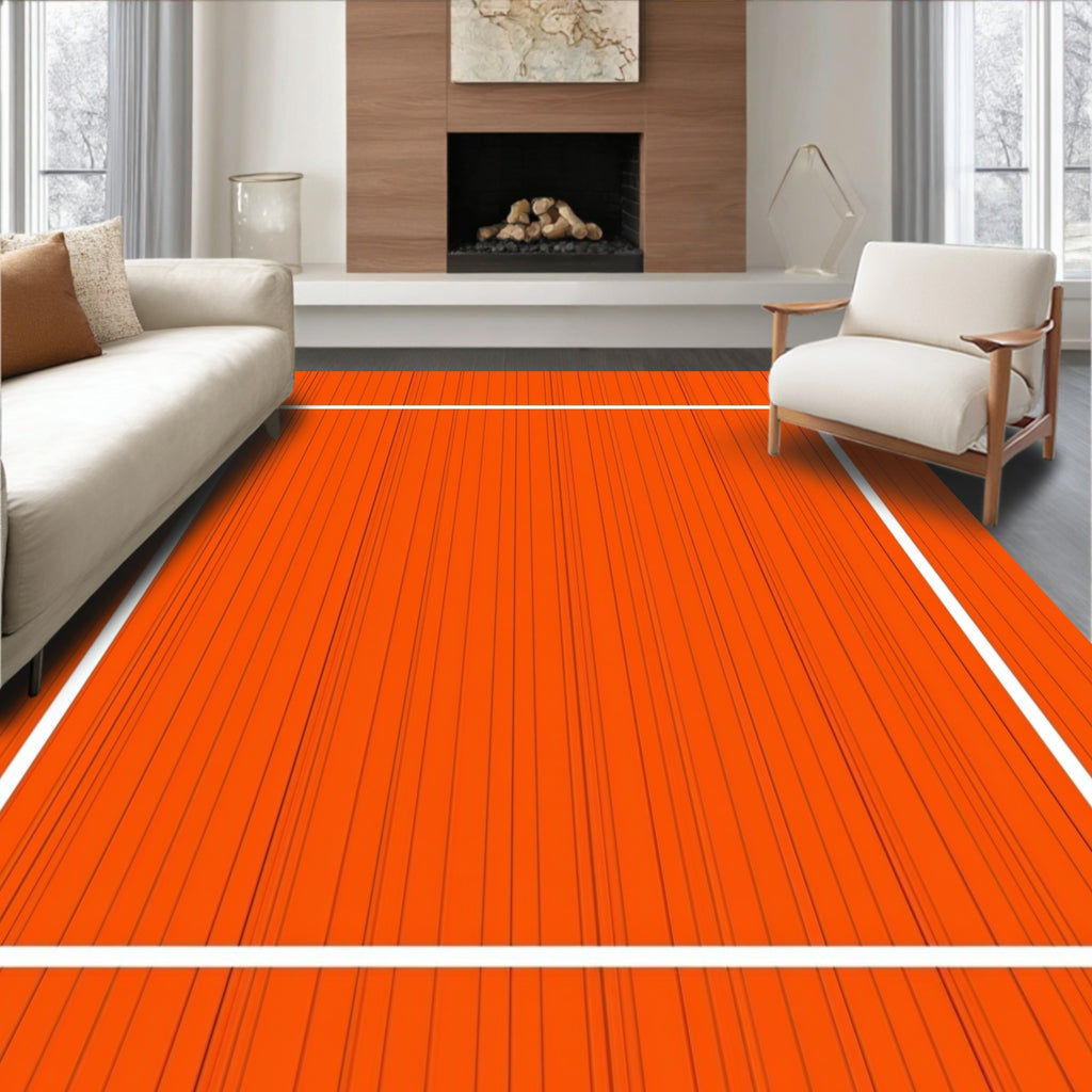 Vibrant Orange Vertical Stripe Rug